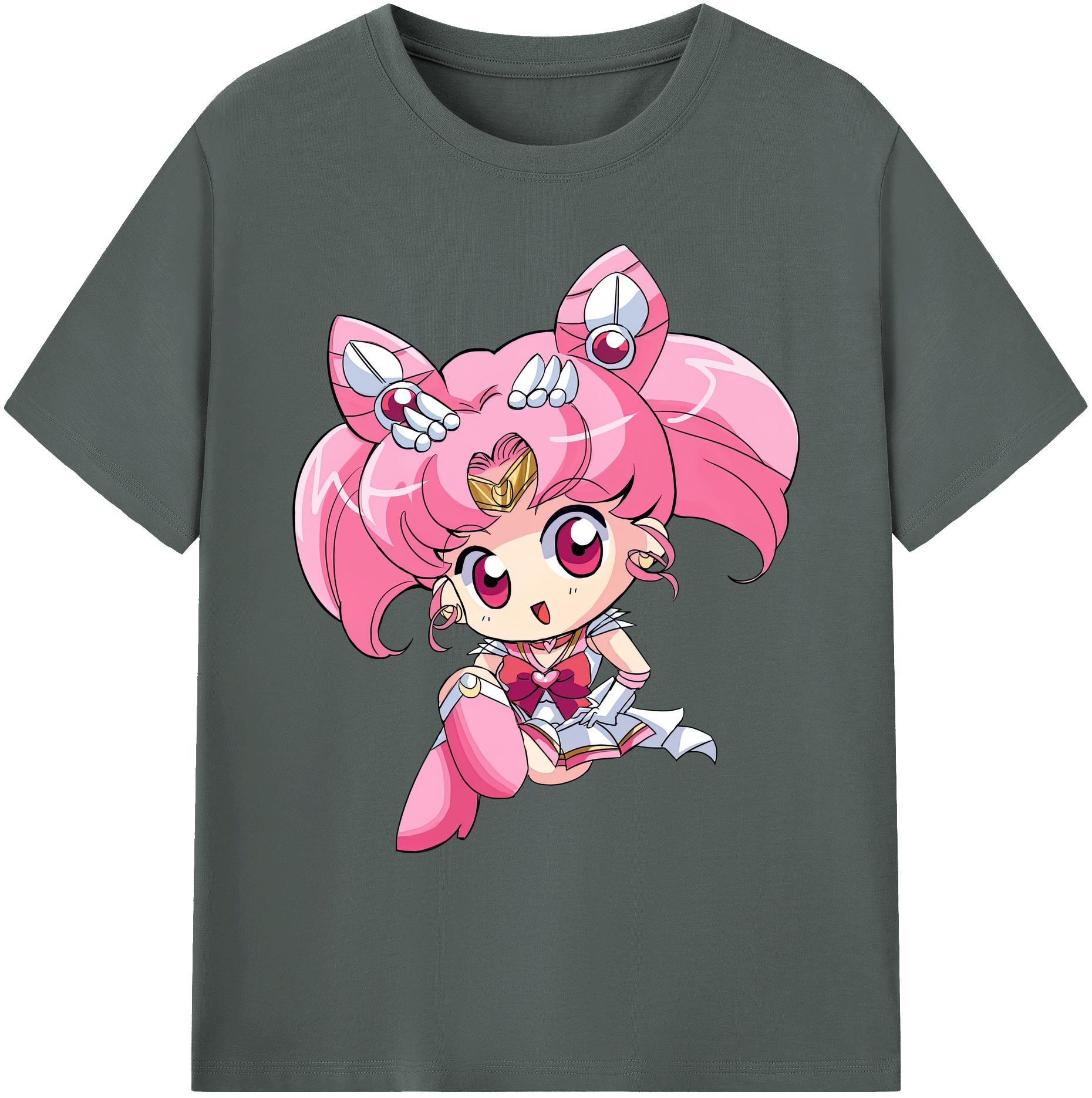 （画像用） 美少女戦士セーラームーン ちびうさ Sailor Moon Chibiusa Tsukino Usagi Small Lady Serenity 綿100％ メンズ半袖Tシャツ｜肌触りやわらか＆通気性